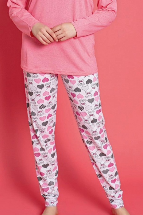 Pijama dama bumbac, confortabila, cu imprimeu love cats, roz, embody.ro [4]