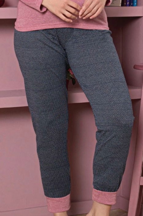 Pijama dama bumbac, confortabila, cu imprimeu pisicuta Daisy, roz, embody.ro [2]