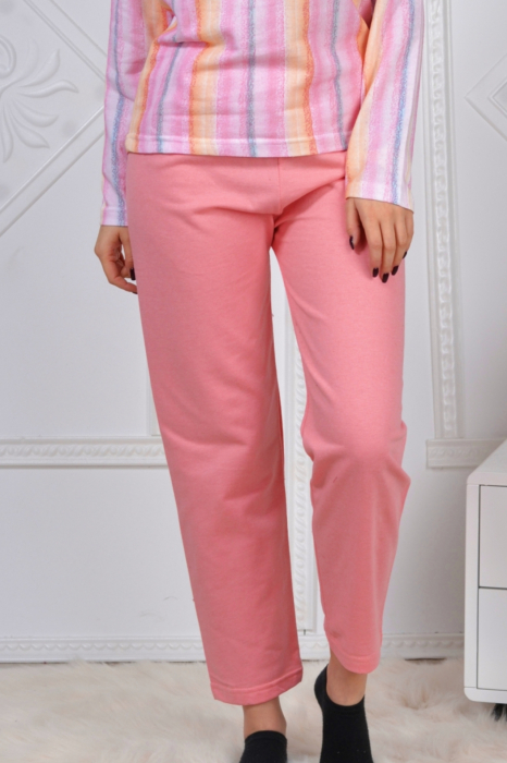 Pijama dama bumbac, confortabila, cu imprimeu Meow Gang corai [3]