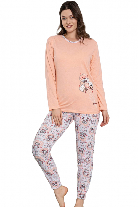 Pijama dama bumbac, imprimeu ursulet, corai embody.ro [3]