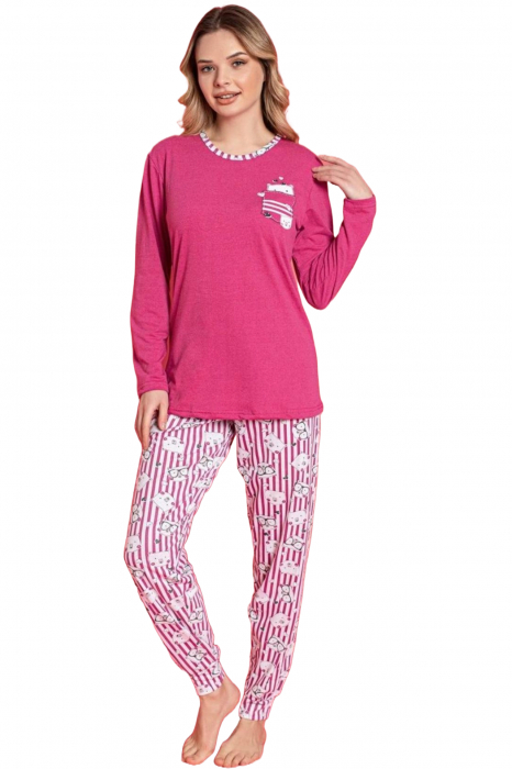 Pijama dama bumbac, imprimeu Love, bleumarin, embody.ro [3]