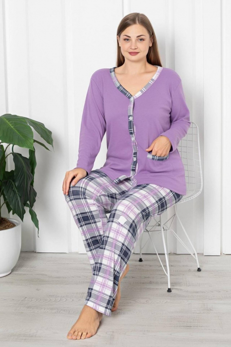 Pijama dama bumbac, batal marime mare, cu buzunar, embody.ro [2]