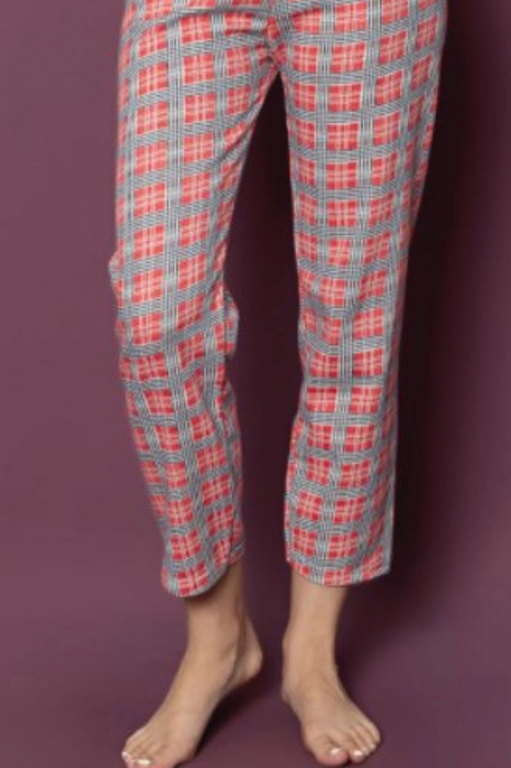 Pijama dama bumbac vatuit cu imprimeu de Craciun, Merry Christmas, rosu, embody.ro [3]
