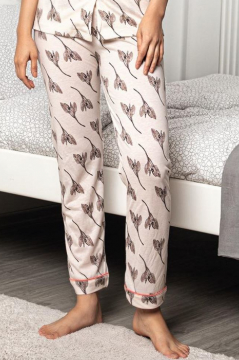 Pijama dama bumbac, confortabila, maneci scurte, imprimeu Floral [3]