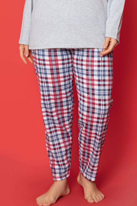 Pijama dama bumbac, batal marime mare, cu buzunar, roz 2031, embody.ro [2]