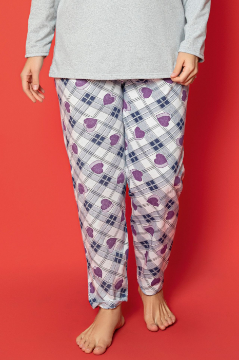 Pijama dama bumbac, batal marime mare, cu buzunar, roz 2031, embody.ro [2]