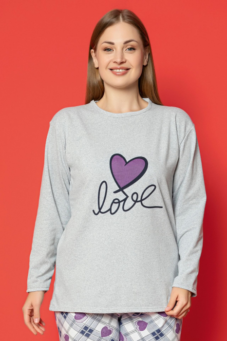 Pijama dama bumbac, batal marime mare, cu buzunar, roz 2031, embody.ro [3]