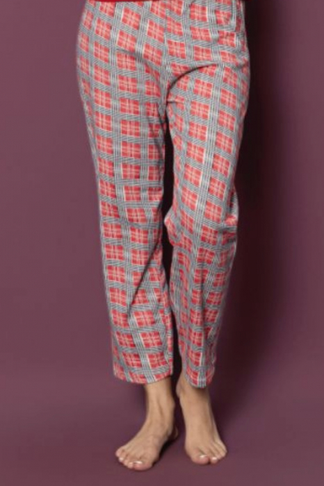 Pijama dama cu imprimeu Craciun Ho Ho Ho, bumbac vatuit, rosu, embody.ro [3]
