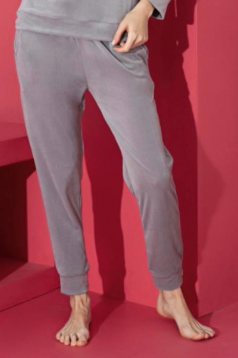 Pijama dama catifea, material moale si delicat, Need you, gri, embody.ro [2]