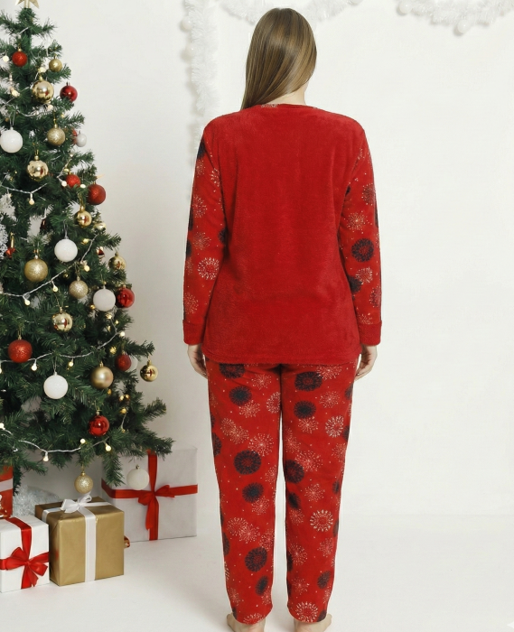 Pijama Dama Pufoasa Cocolino Rosie Model Craciun20502 rosu marime mare [2]