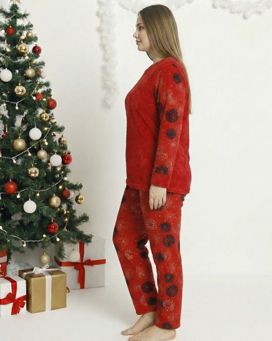 Pijama Dama Pufoasa Cocolino Rosie Model Craciun20502 rosu marime mare [3]