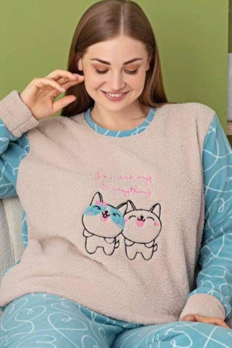 Pijama dama cocolino batal-marime mare, pufoasa si calduroasa embody.ro [2]