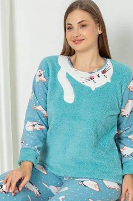 Pijama dama cocolino batal-marime mare, pufoasa si calduroasa embody.ro [2]