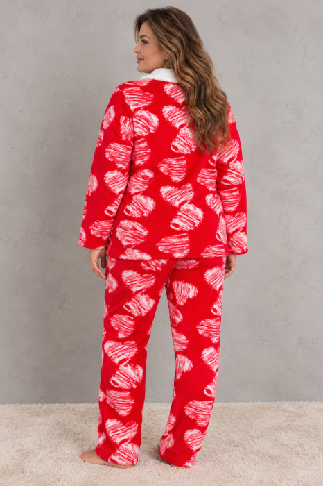 Pijama Dama Cocolino Groasa si Pufoasa, Marimi Mari, Rosu, Set 2 Piese [4]
