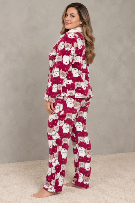 Pijama Dama Cocolino Groasa si Pufoasa, Marimi Mari, Visiniu, Set 2 Piese [2]