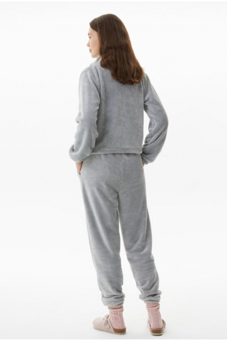 Pijama dama cocolino, material pufos si delicat, gri embody.ro [4]