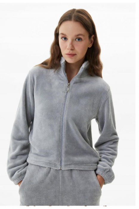 Pijama dama cocolino, material pufos si delicat, gri embody.ro [3]