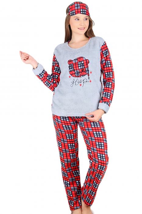 Pijama dama cocolino, pufoasa cu imprimeu Sleep bear [6]