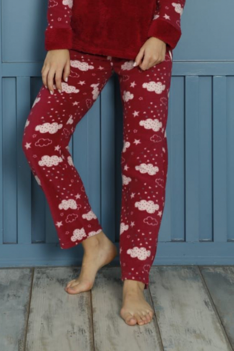Pijama dama cocolino, pufoasa cu imprimeu Good night rosu - ideala cadou Craciun [3]