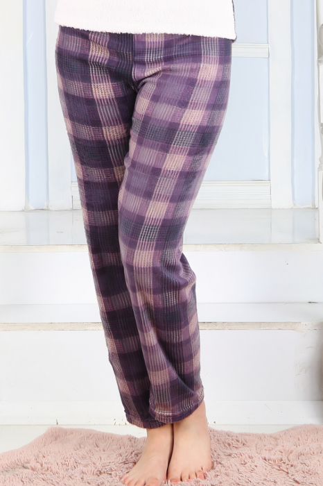 Pijama dama cocolino, pufoasa cu imprimeu Love sweet mov [4]