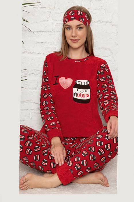 Pijama dama cocolino, pufoasa cu imprimeu Love chocolate [2]