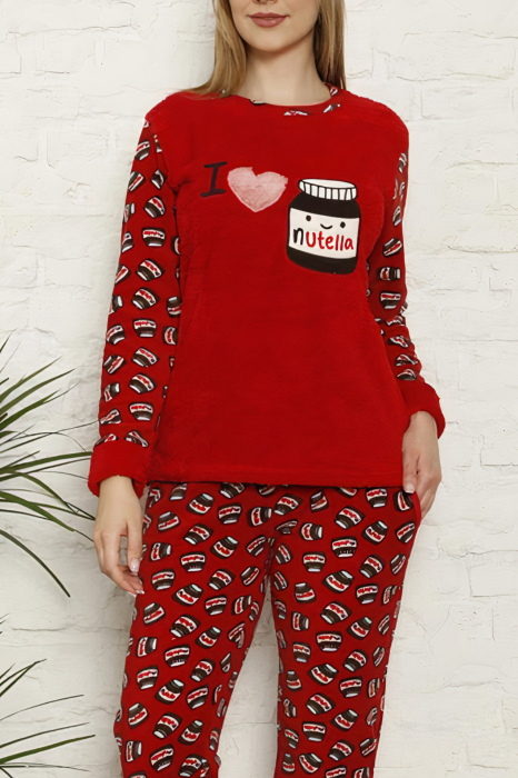 Pijama dama cocolino, pufoasa cu imprimeu Love chocolate [4]