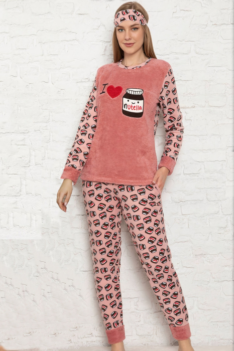 Pijama dama cocolino, pufoasa cu imprimeu Love chocolate [1]