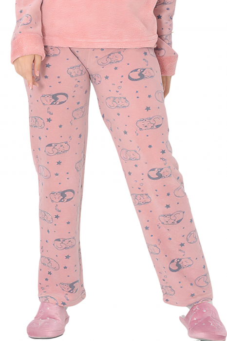 Pijama dama cocolino, pufoasa cu imprimeu Meow [4]
