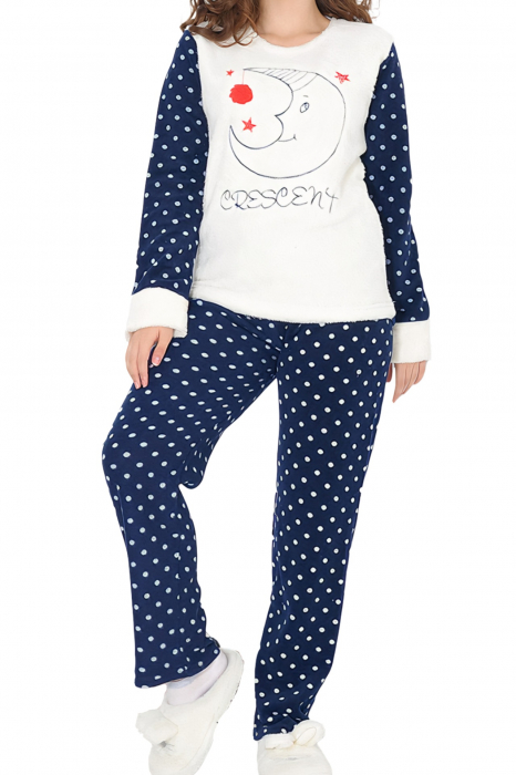 Pijama dama cocolino, pufoasa cu imprimeu Luna si stele [1]