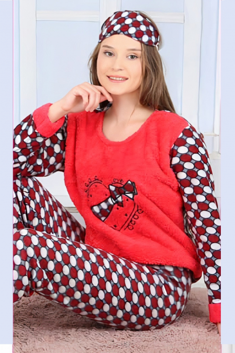 Pijama dama cocolino, pufoasa cu imprimeu Fundita love [3]