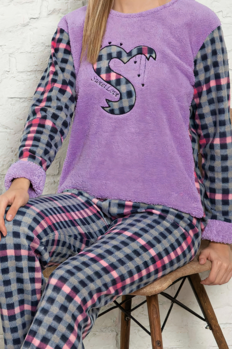 Pijama dama cocolino, pufoasa cu imprimeu Sweet love [3]