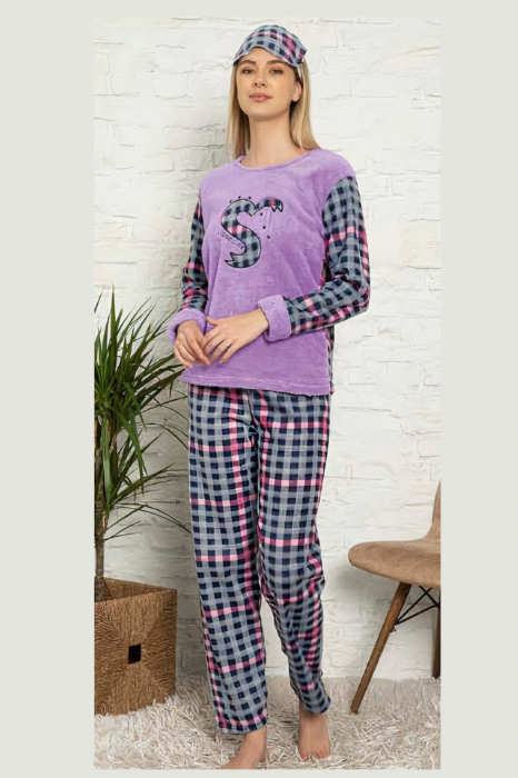 Pijama dama cocolino, pufoasa cu imprimeu Sweet love [4]