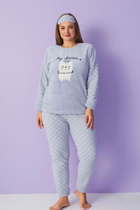 Pijama dama cocolino, pufoasa si calduroasa, imprimeu Big dream, gri, embody.ro [3]