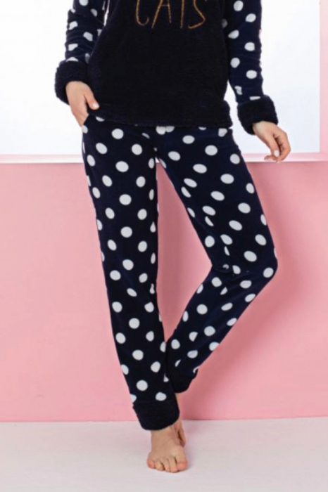 Pijama dama cocolino, pufoasa si calduroasa, imprimeu love cats, bluemarin, embody.ro [3]