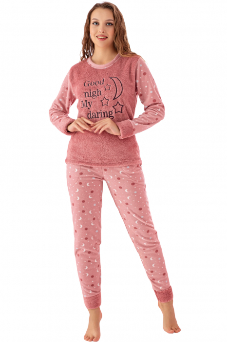Pijama dama cocolino, pufoasa si calduroasa, imprimeu Good night, cora, embody.ro [4]