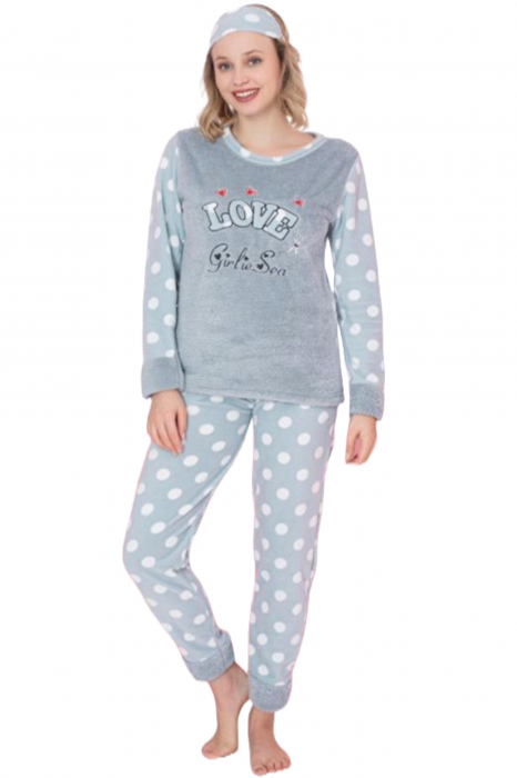 Pijama dama cocolino, pufoasa si calduroasa, imprimeu love, gri, embody.ro [4]