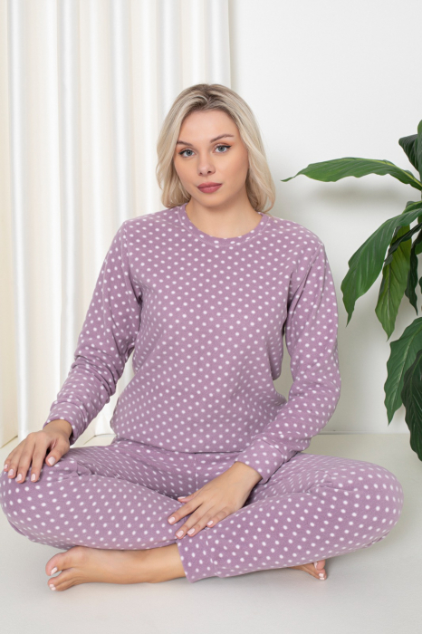 Pijama cocolino dama, imprimeu buline, mov, embody.ro [2]