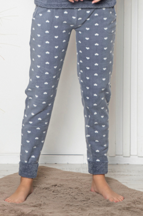 Pijama dama cocolino, pufoasa si calduroasa, imprimeu ursulet love, gri, embody.ro [3]