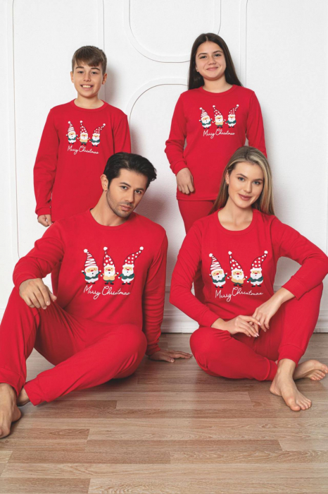 Pijama dama Craciun, bumbac interlok, Merry Christmas, rosu 2007, embody.ro [3]