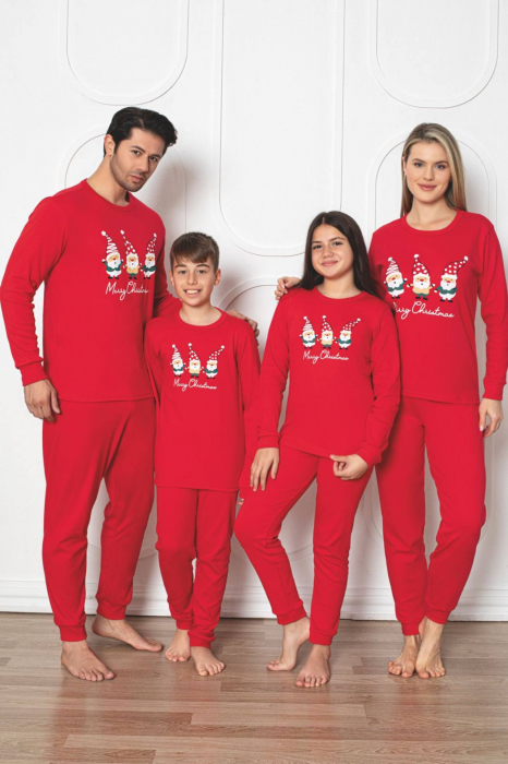 Pijama dama Craciun, bumbac interlok, Merry Christmas, rosu 2007, embody.ro [4]