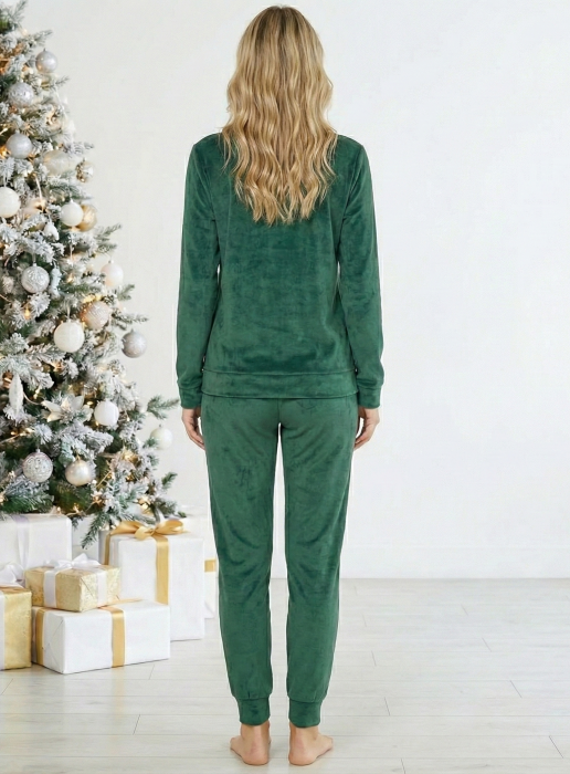 Pijama dama eleganta din catifea fina verde cadou Craciun 3162 [2]