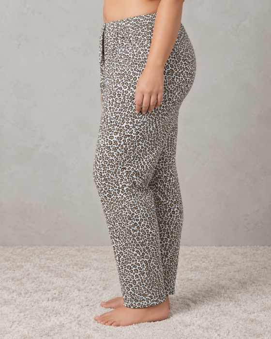 Pantaloni Pijama Dama Marimi Mari din Bumbac, Imprimeu Leopard, Croiala Confortabila [4]