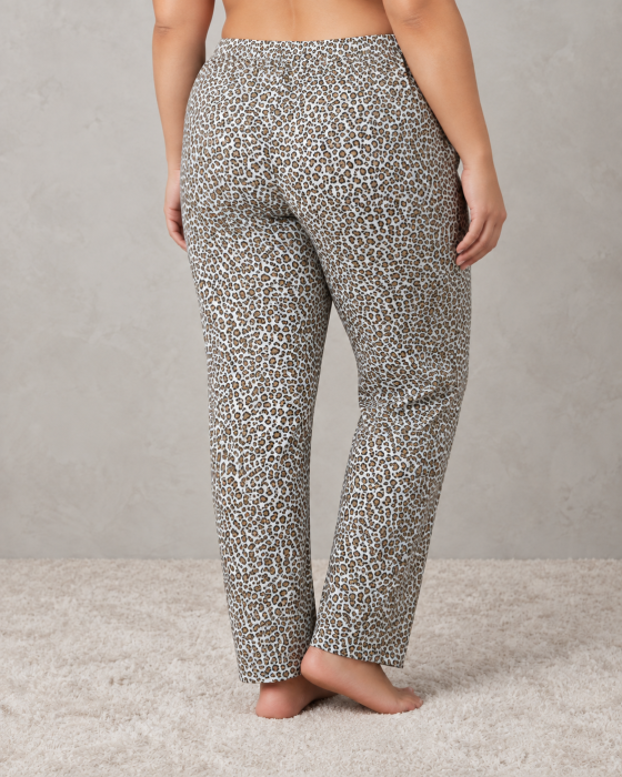 Pantaloni Pijama Dama Marimi Mari din Bumbac, Imprimeu Leopard, Croiala Confortabila [2]