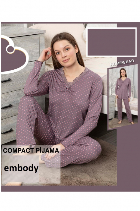 Pijama dama, material delicat si fin tip matase, mov [4]