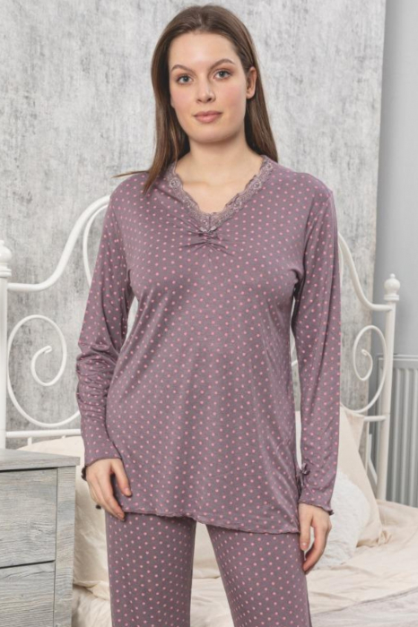 Pijama dama, material delicat si fin tip matase, mov [3]
