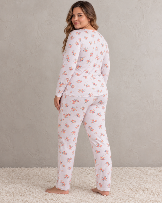 Pijama Dama Marimi Mari din Bumbac cu Imprimeu Floral, Bluza Maneca Lunga si Pantaloni Lungi [3]