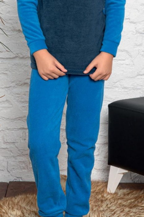 Pijama baieti, material soft polar moale si calduros, albastru [4]