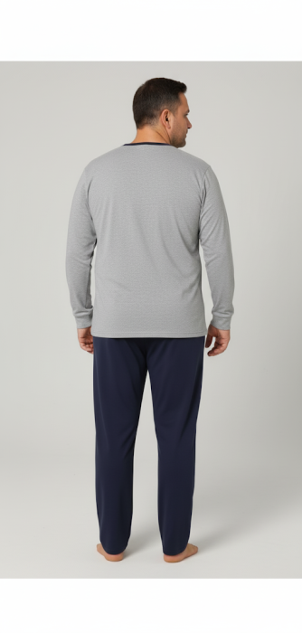 Pijama lunga bumbac interlock pentru barbati, marime mare, gri 3006 [3]