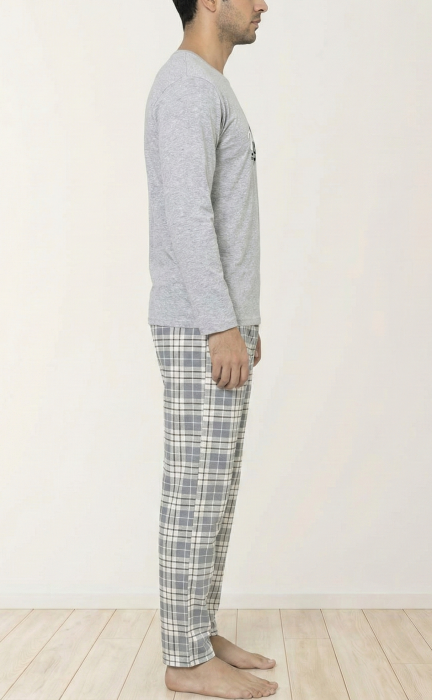 Pijama lunga bumbac vatuit pentru barbati, gri The Leader 16403 [4]
