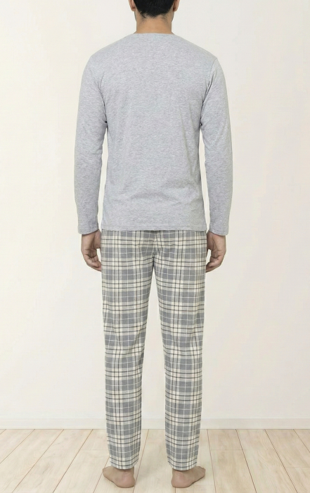 Pijama lunga bumbac vatuit pentru barbati, gri The Leader 16403 [2]